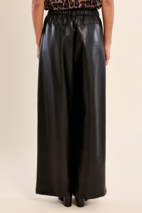Flared faux leather trousers