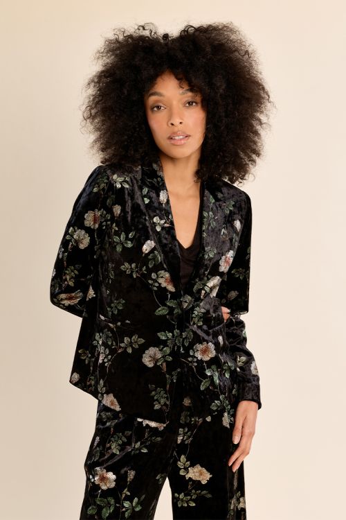 Blazer en velours fleuri