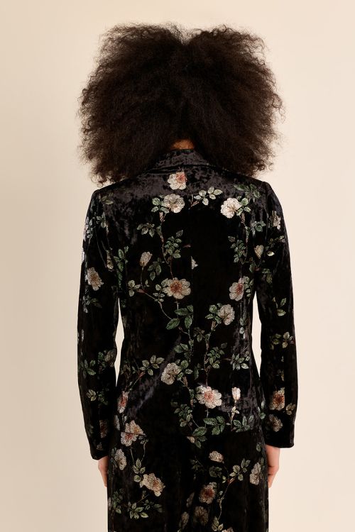 Floral velvet blazer