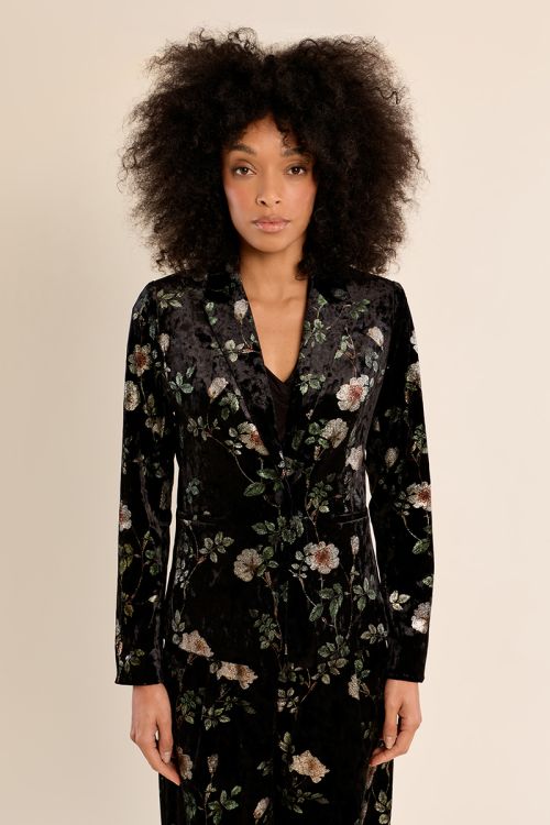Floral velvet blazer