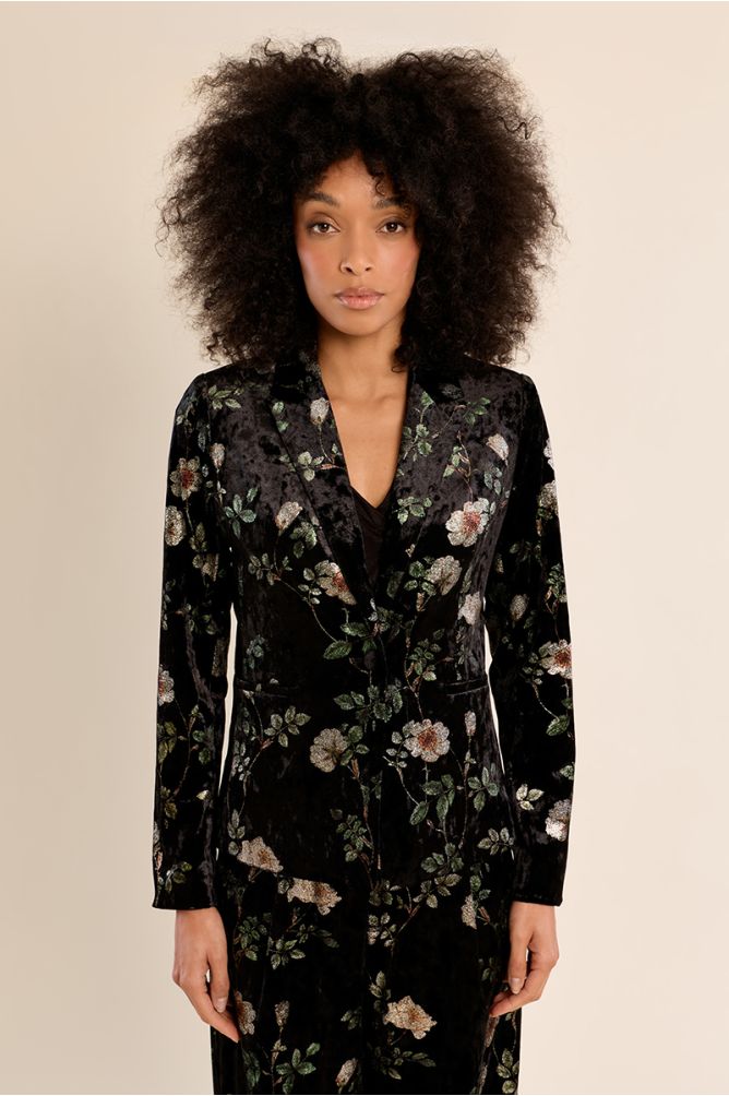 Blazer en velours fleuri