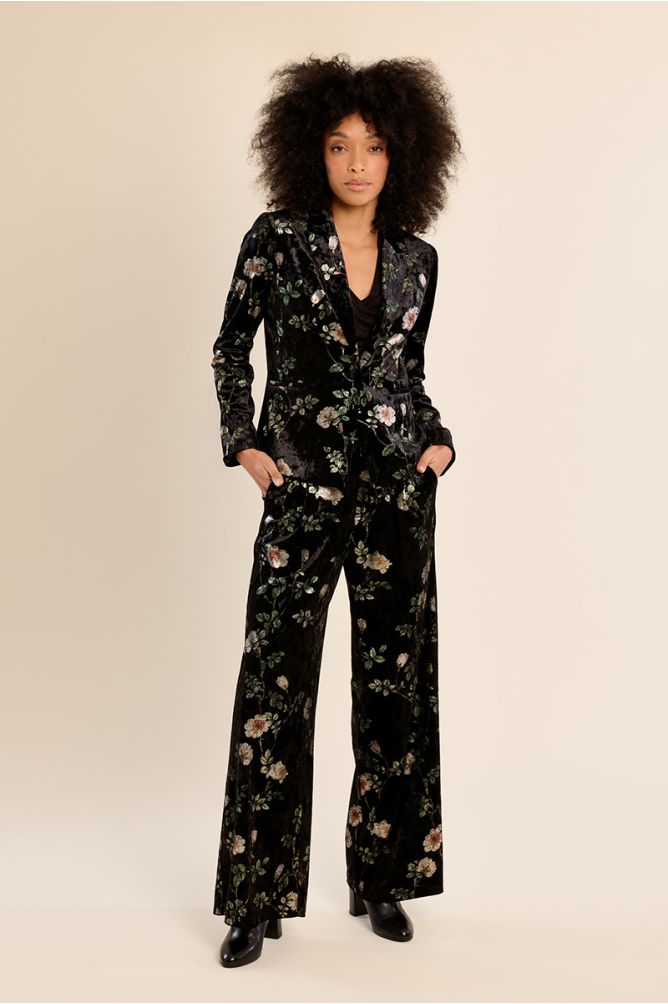 Blazer en velours fleuri