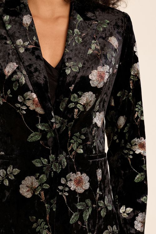 Blazer en velours fleuri