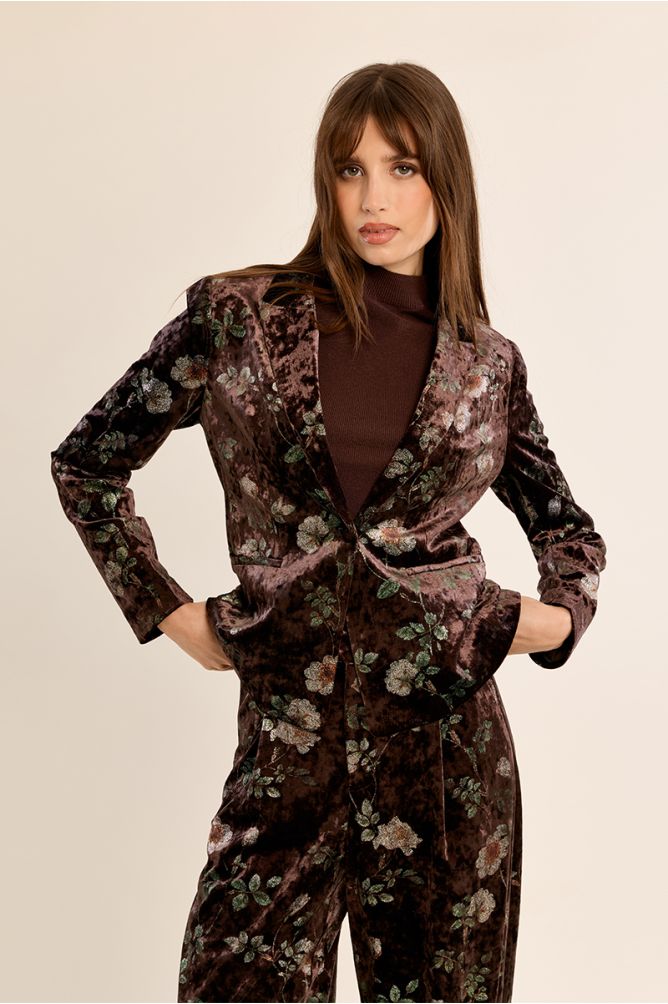Floral velvet blazer