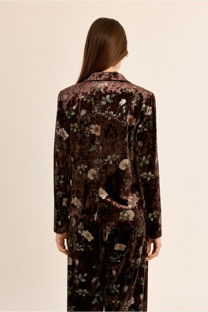 Blazer en velours fleuri