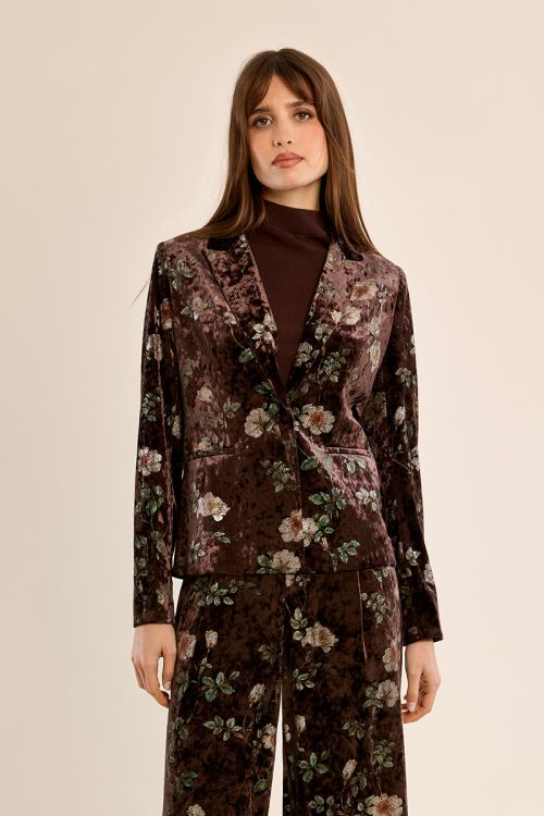 Blazer aterciopelado con estampado