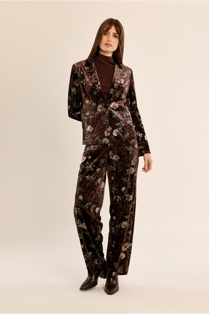 Blazer en velours fleuri