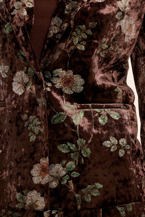 Blazer en velours fleuri