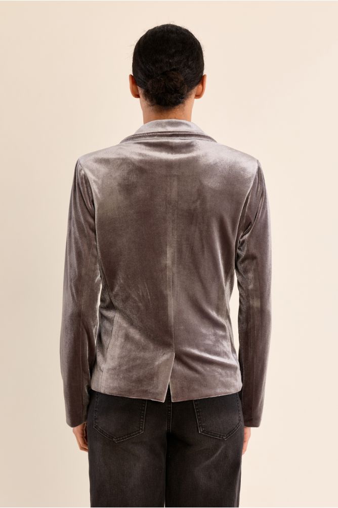 Blazer aterciopelado con cuello y solapa