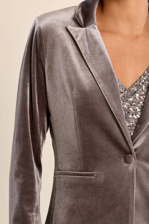 Blazer aterciopelado con cuello y solapa