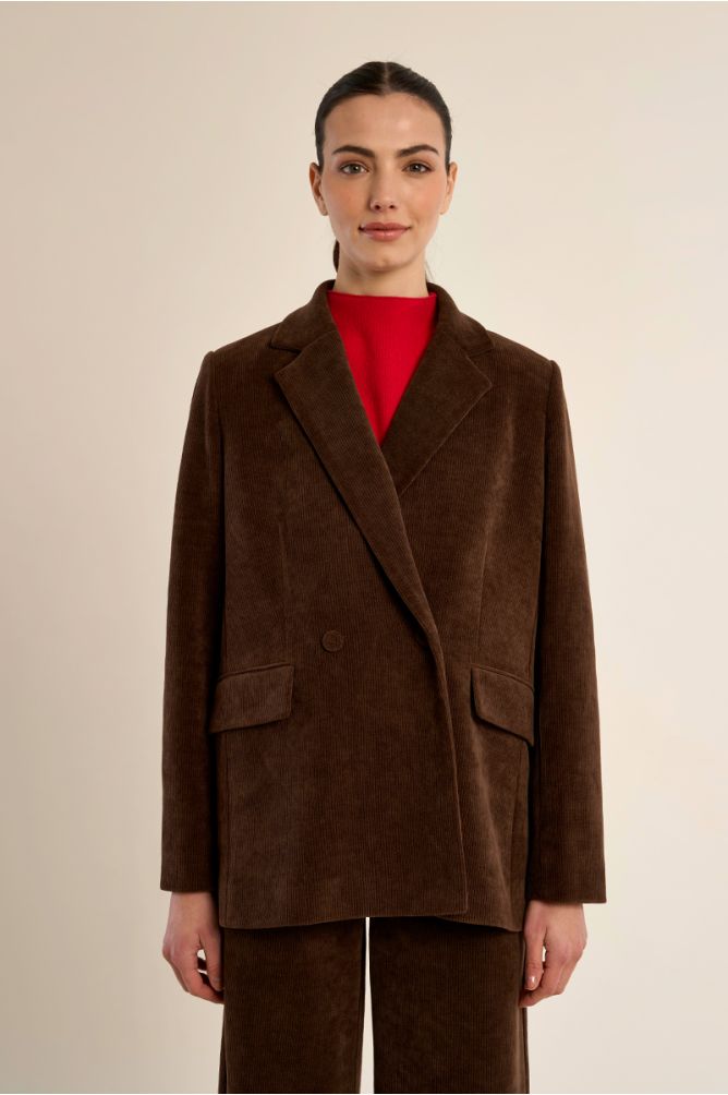 Blazer aterciopelado con cuello y solapa