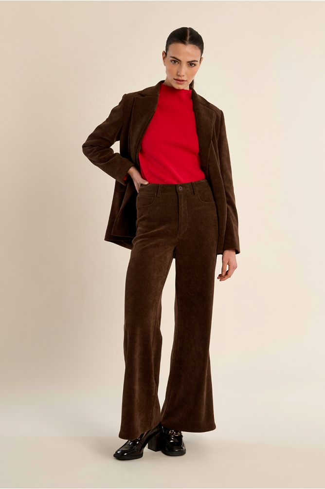 Blazer aterciopelado con cuello y solapa