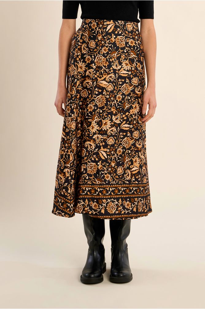 Bohemian print high-waisted skirt