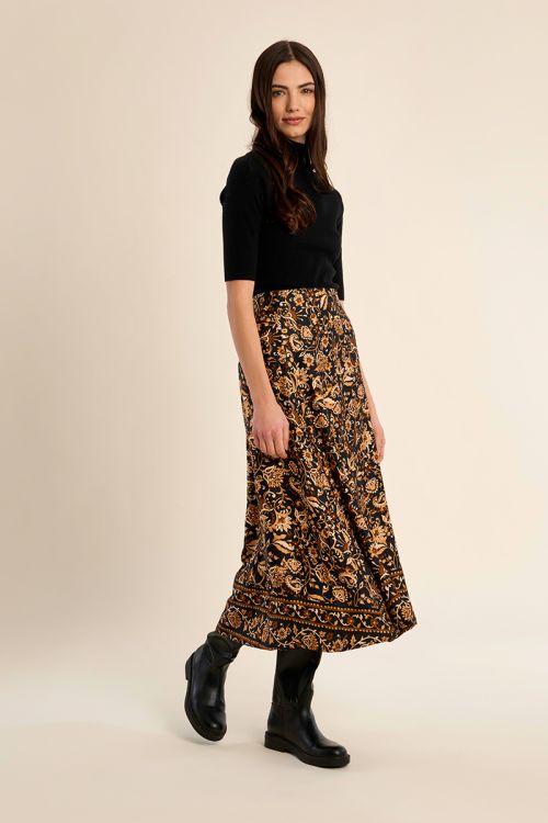 Jupe taille haute imprimée bohême