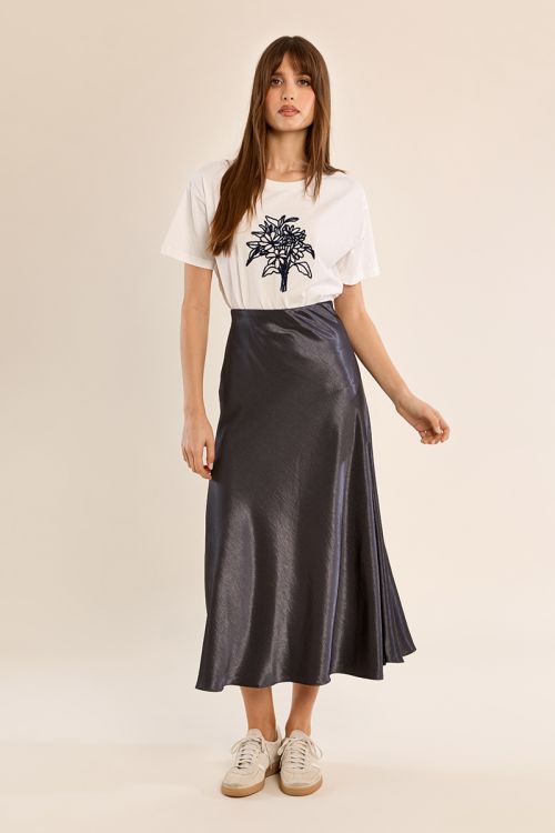 Satin high-waisted skirt