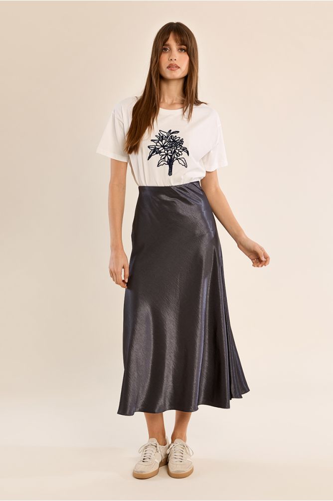 Jupe taille haute satinée