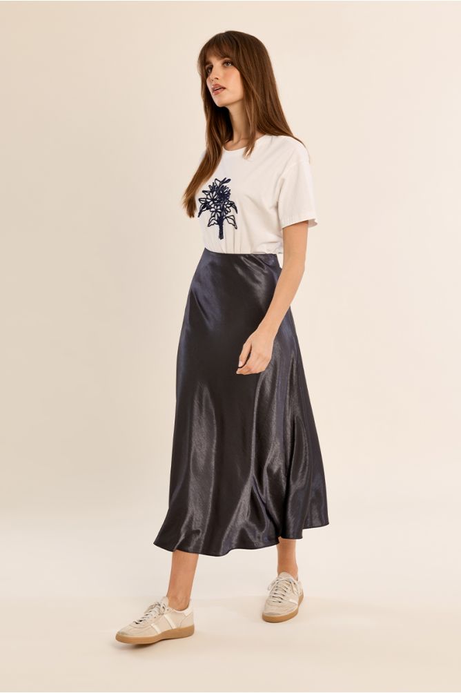 Satin high-waisted skirt