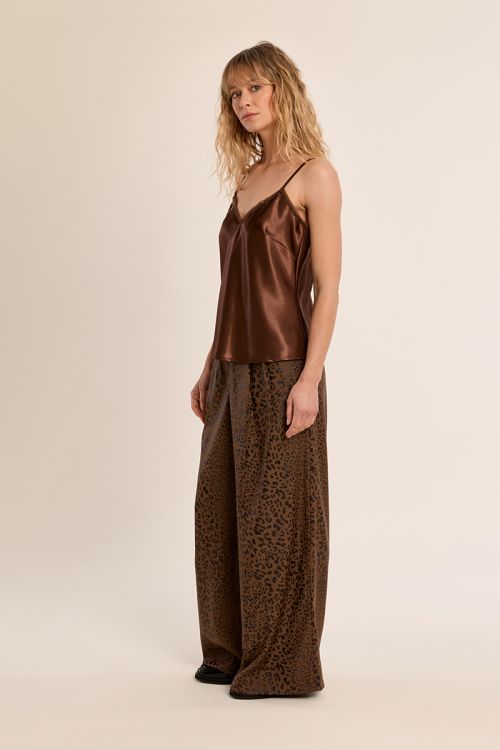 Pantalon à pinces, imprimé léopard