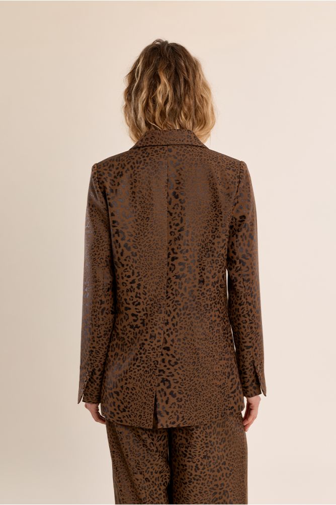 Leopard satin blazer