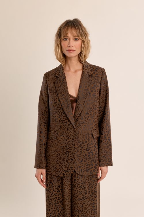 Leopard satin blazer