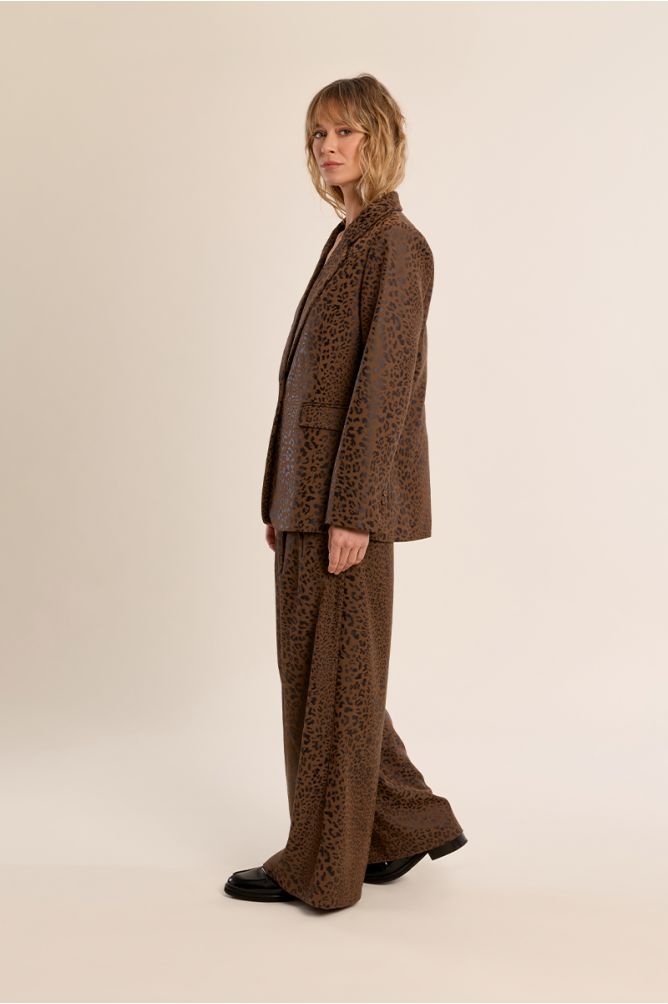 Leopard satin blazer