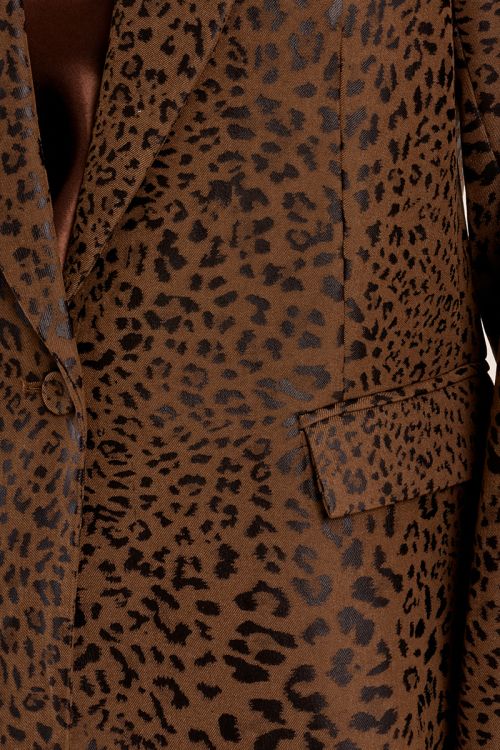 Leopard satin blazer