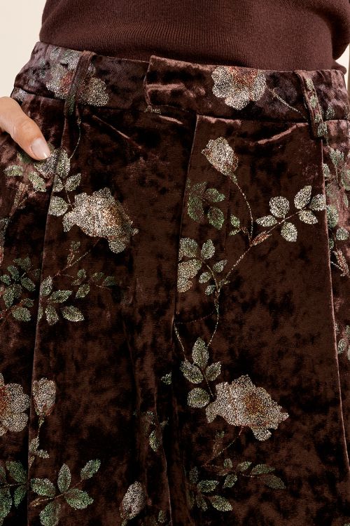 Pantalon en velours fleuri