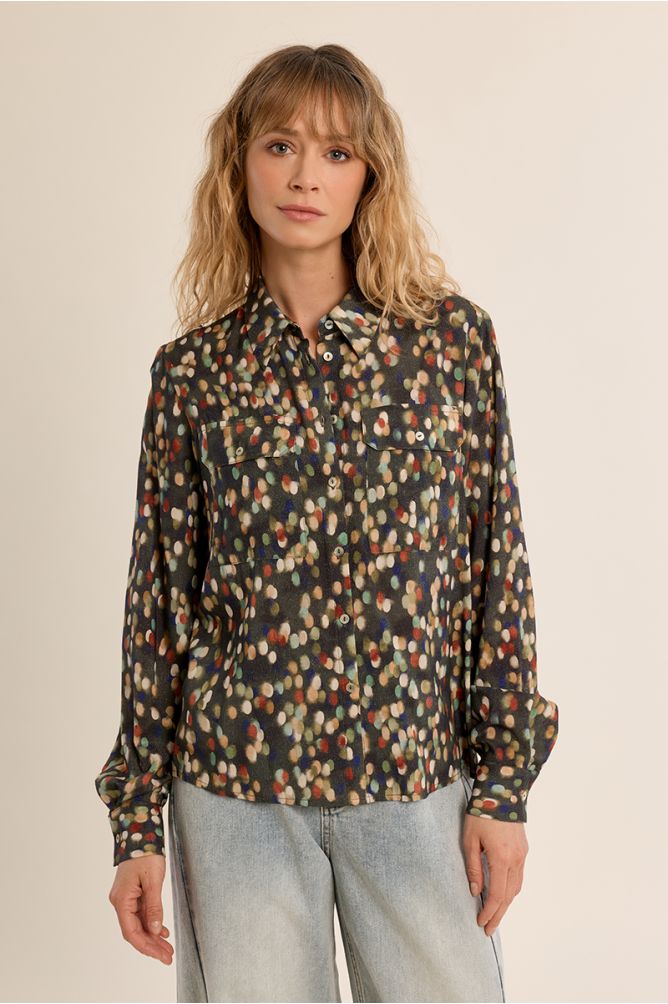 Chemise courte motif pois