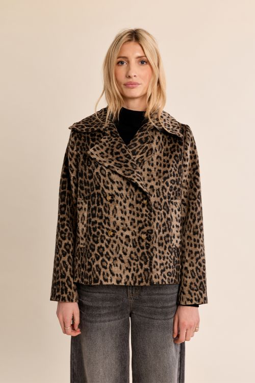 Overcoat coat, leopard print