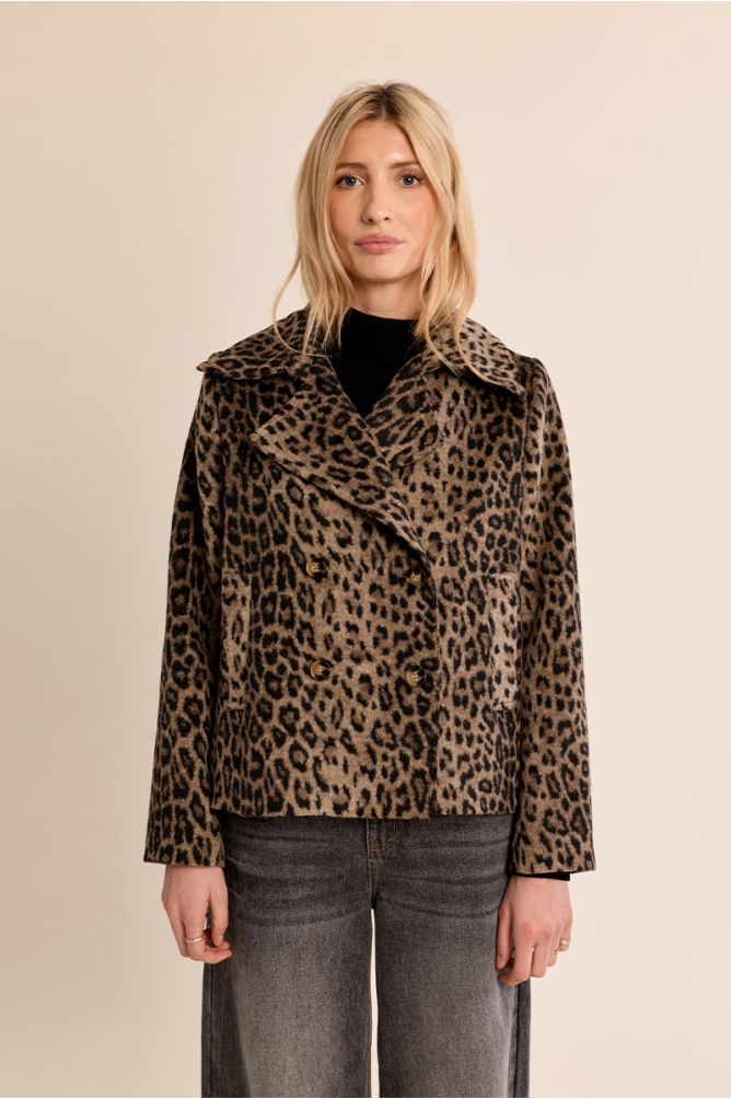 Manteau paletot, imprimé léopard