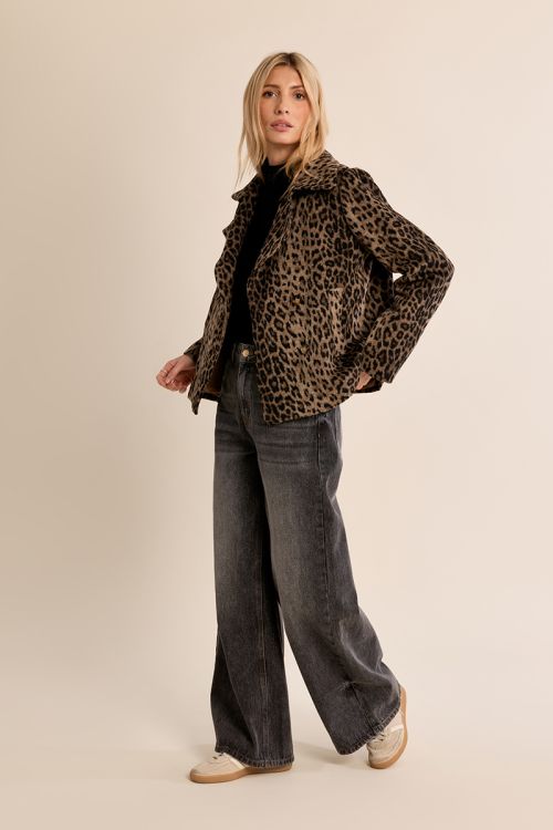 Overcoat coat, leopard print