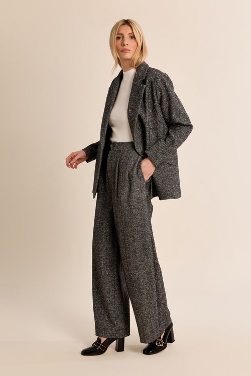 Flared pleated trousers