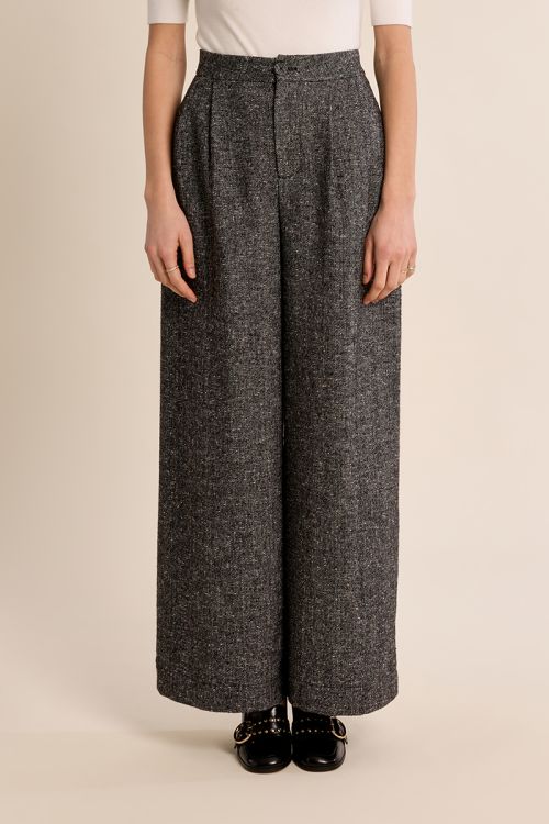 Flared pleated trousers