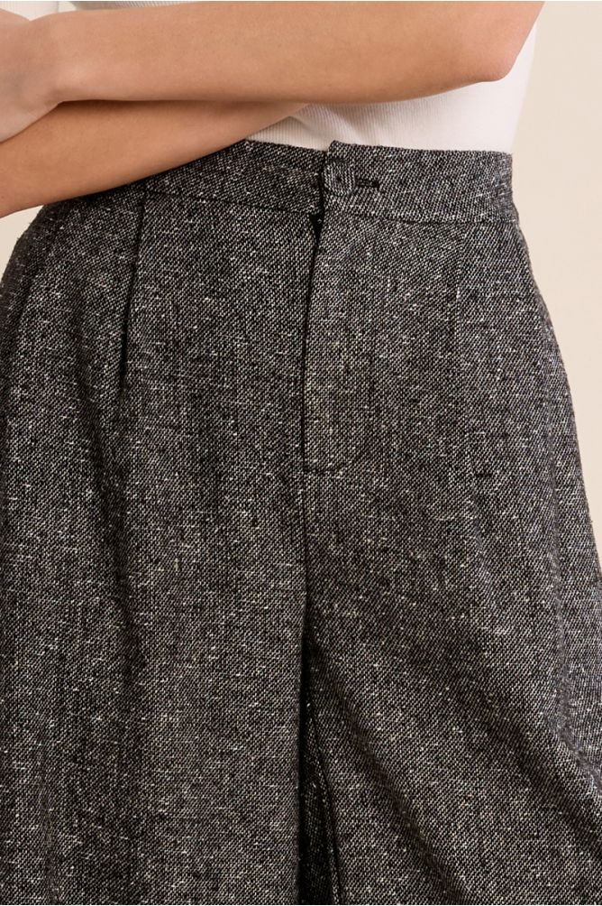 Flared pleated trousers