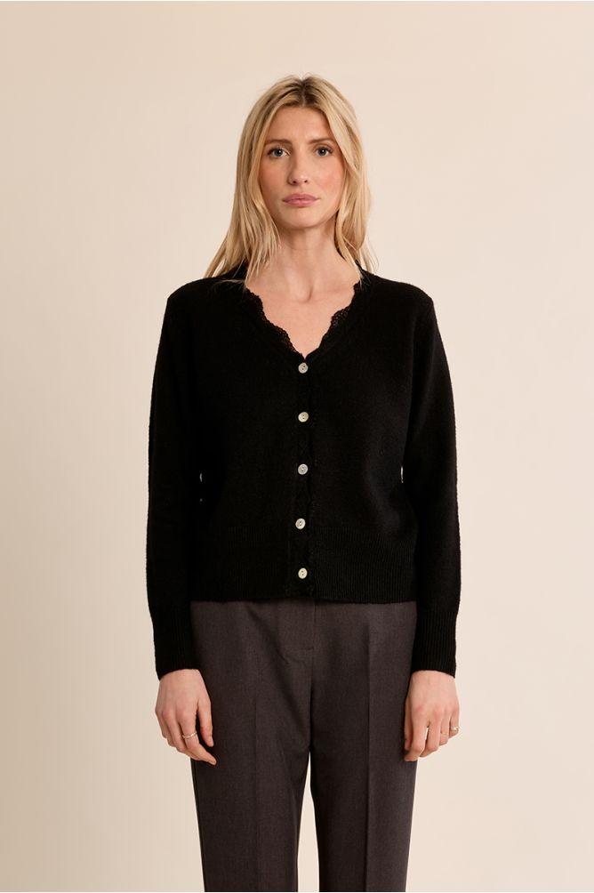 Cardigan festonné en dentelle