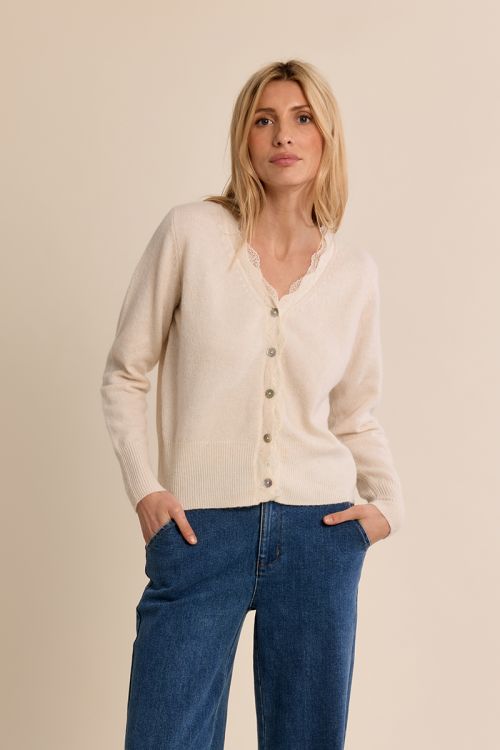 Cardigan festonné en dentelle