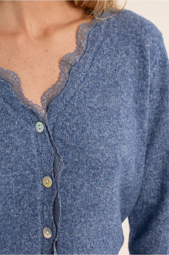 Cardigan festonné en dentelle