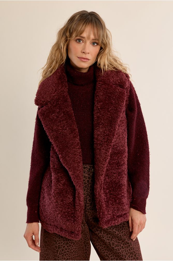 Gilet sans manches effet fourrure