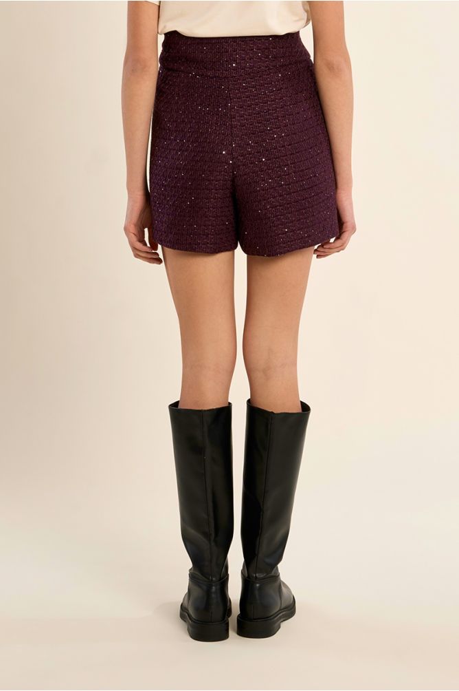 High-waisted tweed shorts