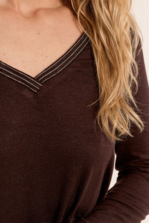 V-neck long-sleeved top