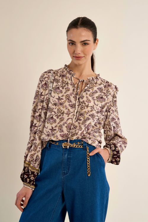 Blusa stile boho con colletto da annodare - Molly Bracken