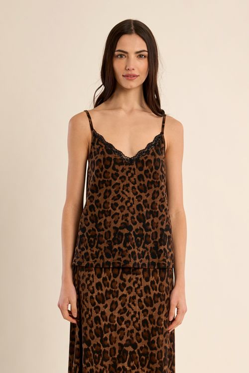 Top lencero con estampado y encaje