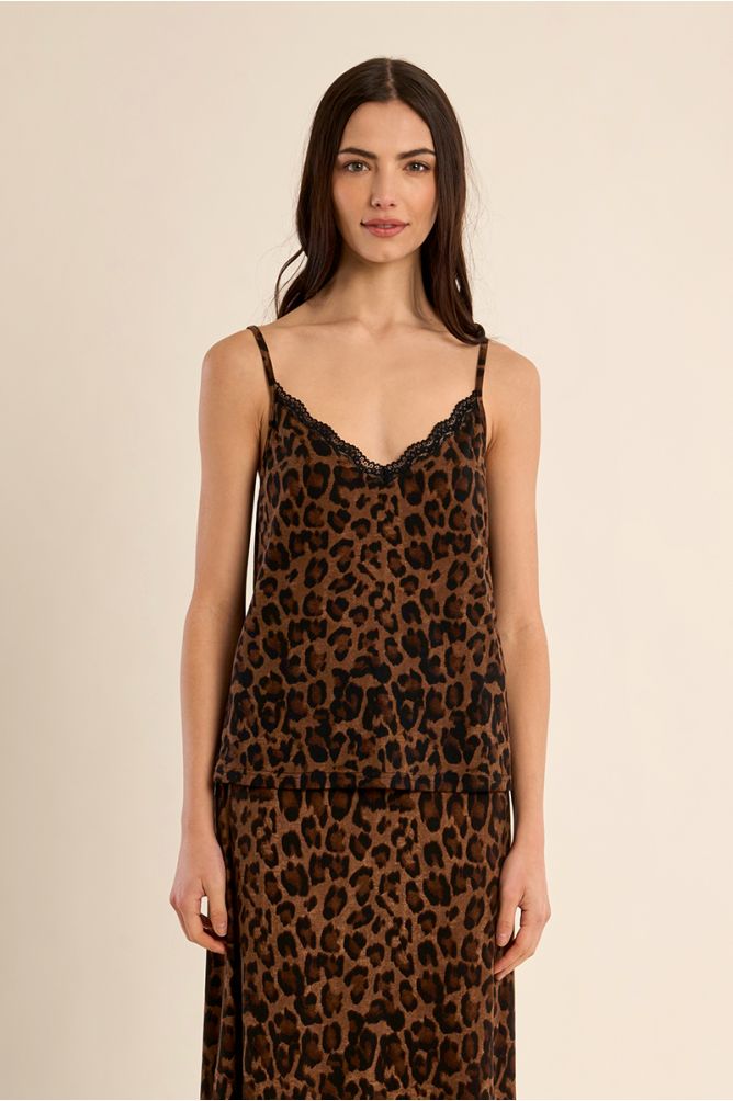 Top lencero con estampado y encaje
