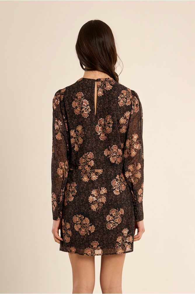 Vestido de manga larga con estampado y lazada