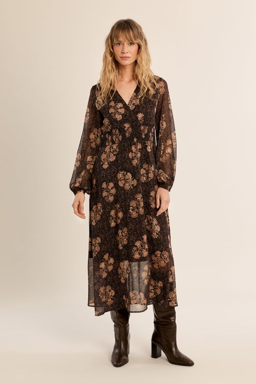 Vestido de manga larga con estampado