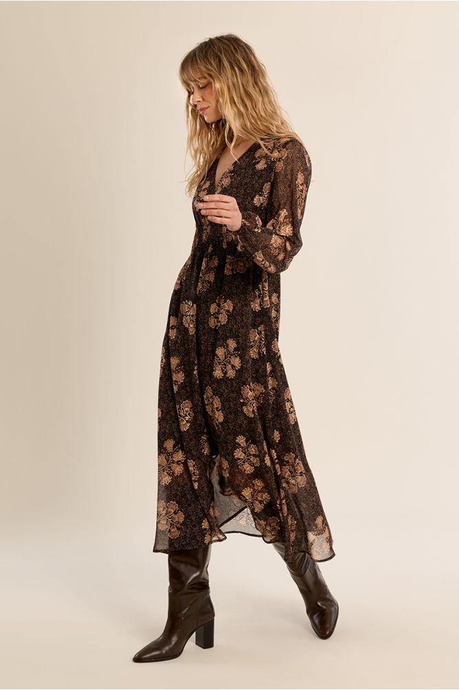 Vestido de manga larga con estampado