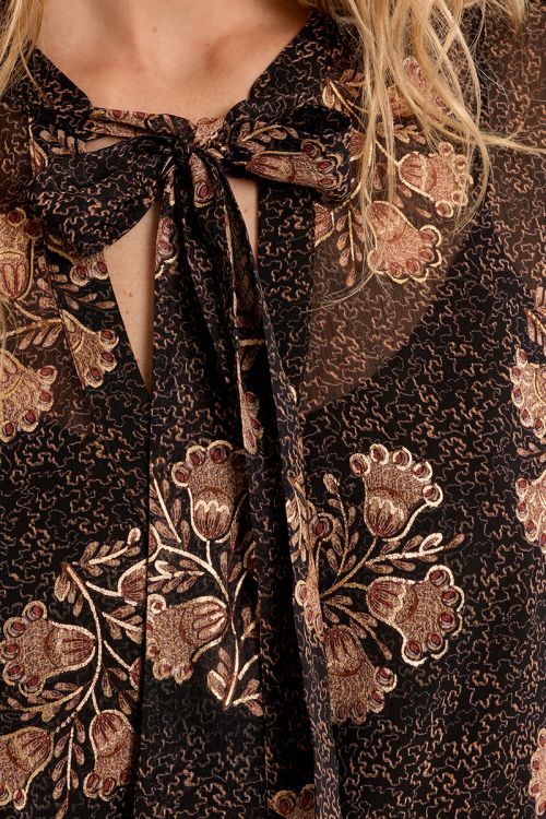 Blusa semitrasparente con colletto lavallière - Molly Bracken
