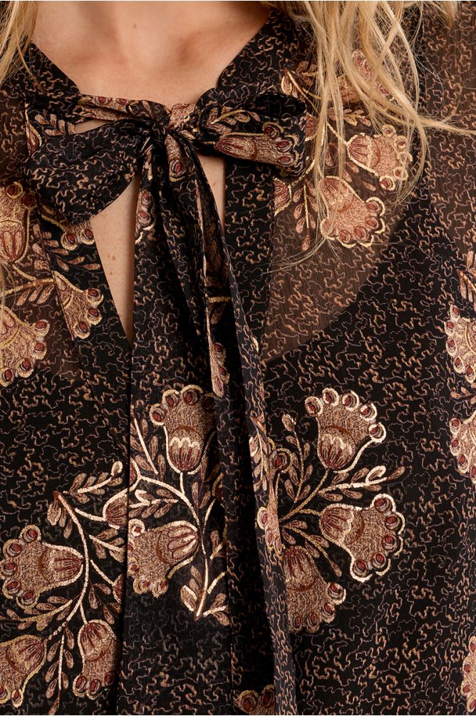 Blusa semitrasparente con colletto lavallière - Molly Bracken