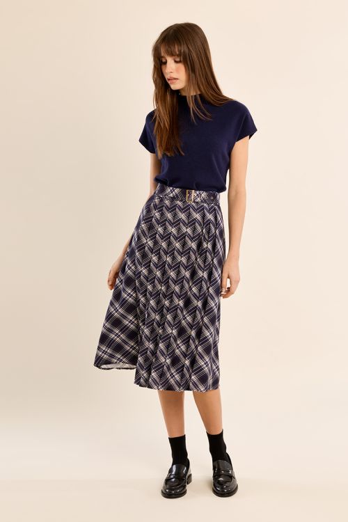 Belted midi skirt