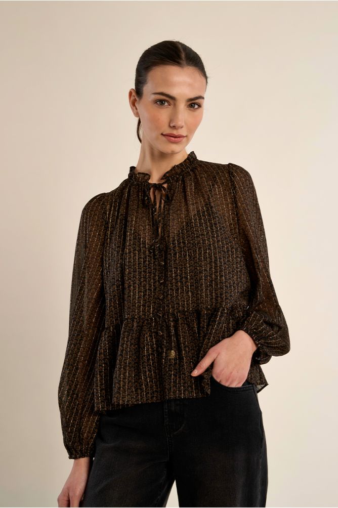 Semi-transparent ruffled blouse